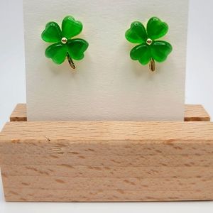 St. Patricks Day 4 Leaf Clover Stud Earrings